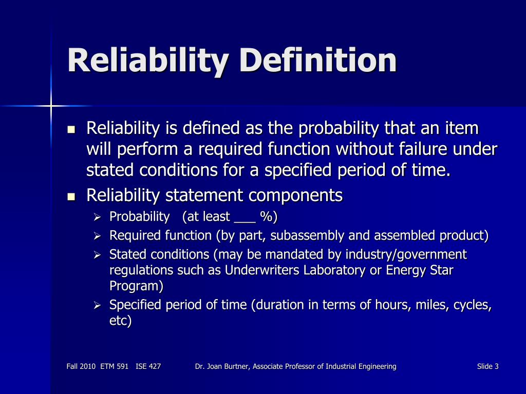PPT Reliability Management Benbow and Broome (Ch 1, 2, and 3