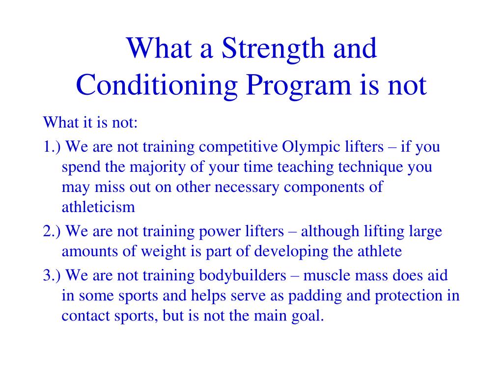 PPT DEVELOPING A STRENGTH AND CONDITIONING PROGRAM PowerPoint