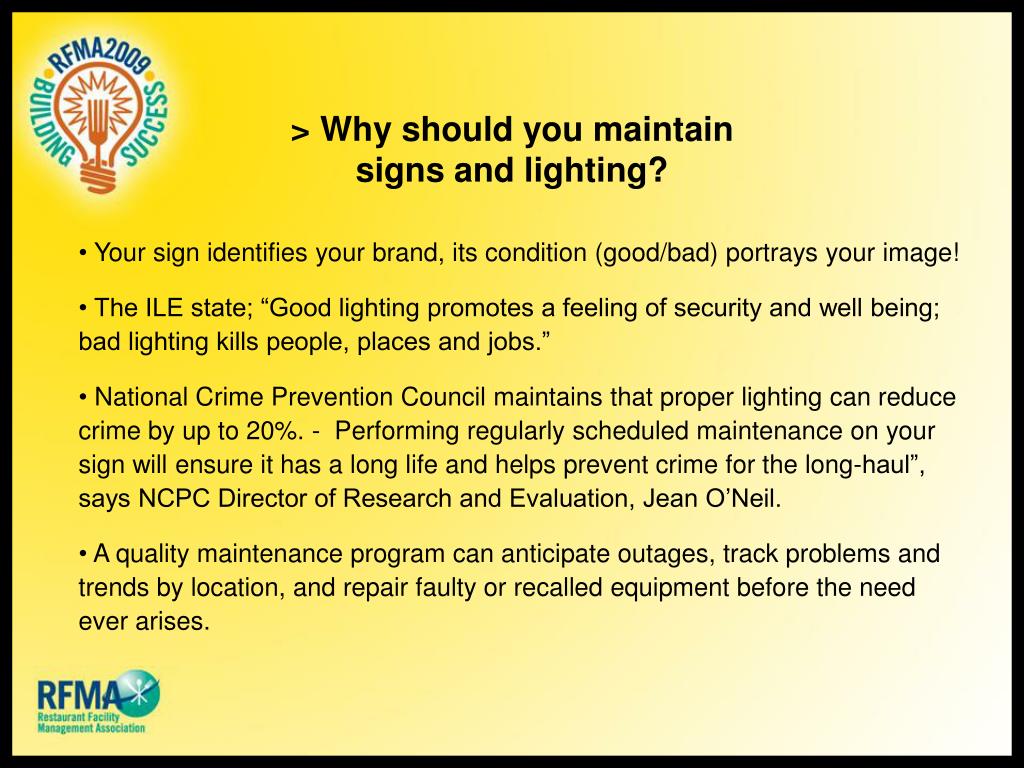 PPT Sign & Lighting Maintenance Programs PowerPoint Presentation ID