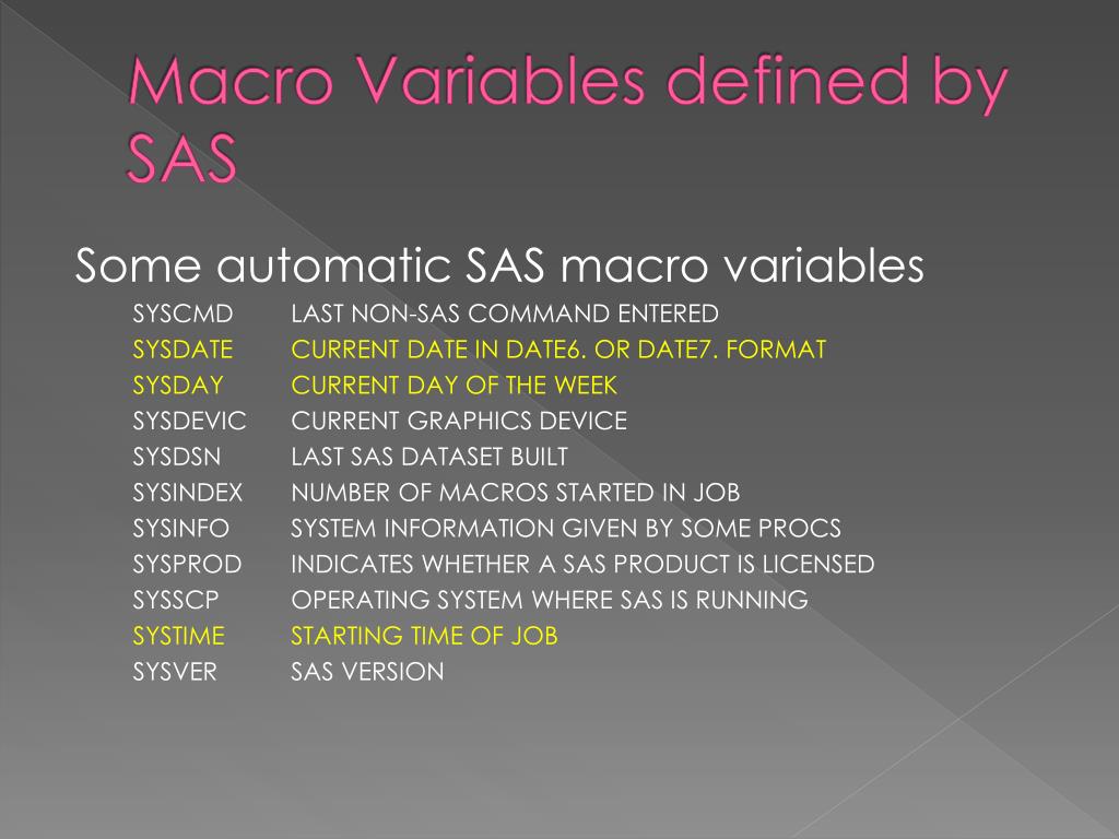 PPT SAS Macros PowerPoint Presentation, free download ID1160965
