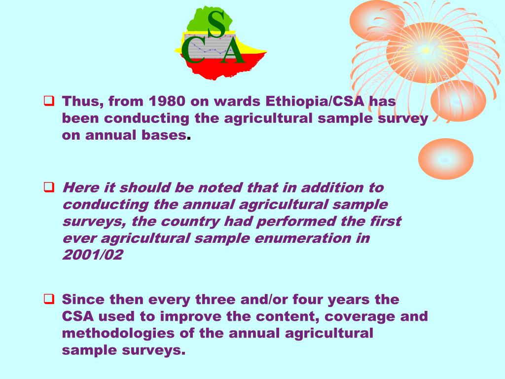 PPT Ethiopian Annual Agricultural Sample Survey Methodology and