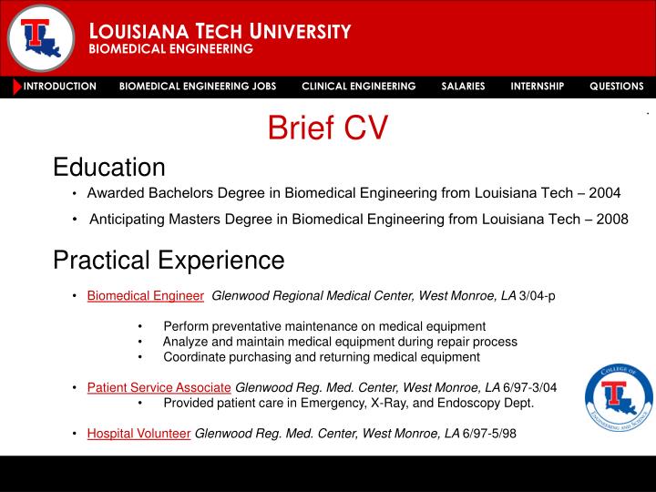 PPT EMPLOYMENT OUTLOOK IN BIOMEDICAL ENGINEERING