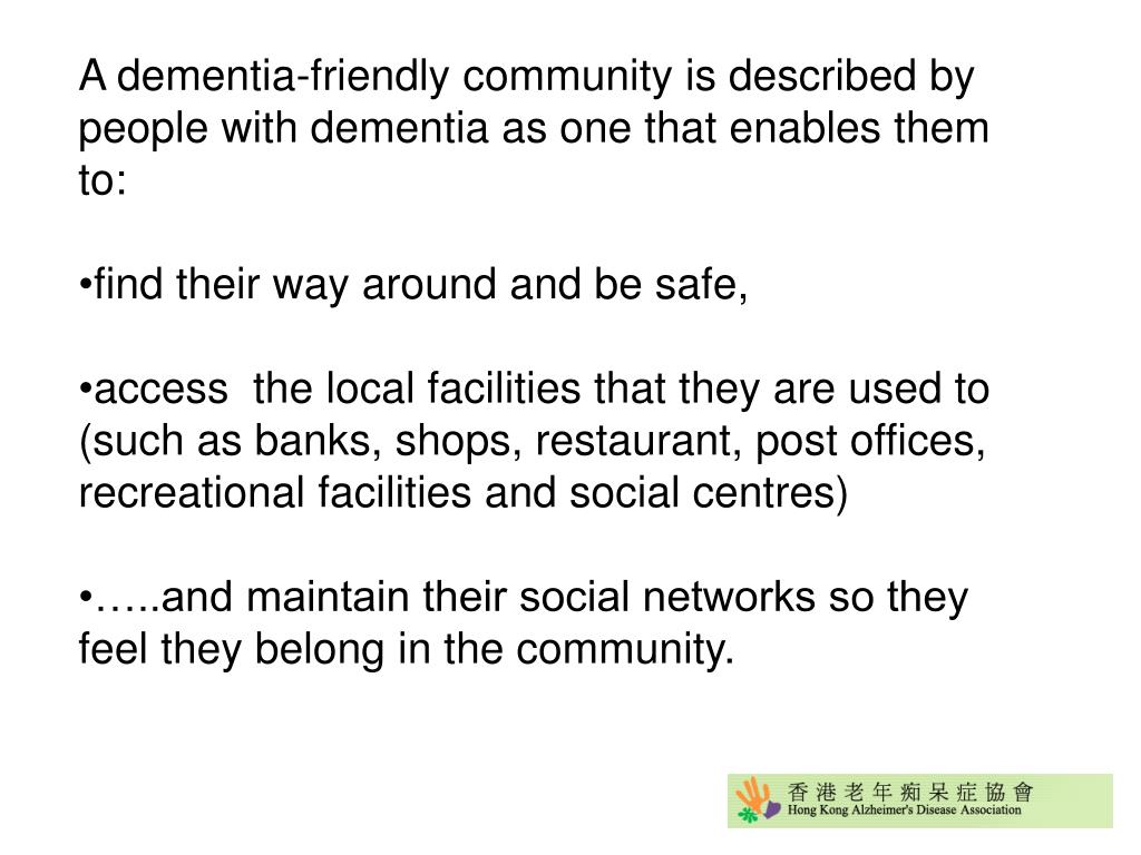 PPT What do "dementia friendly community" mean to people with