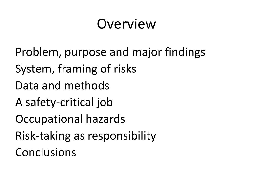 PPT Framing risks in a safetycritical and hazardous work risk