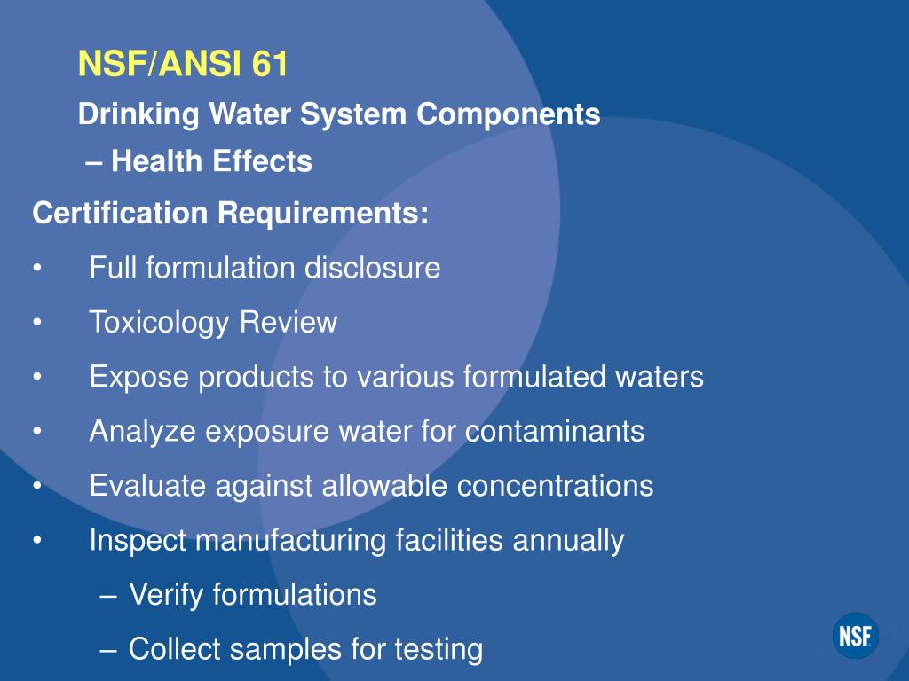 PPT NSF International Drinking Water Product Standards PowerPoint