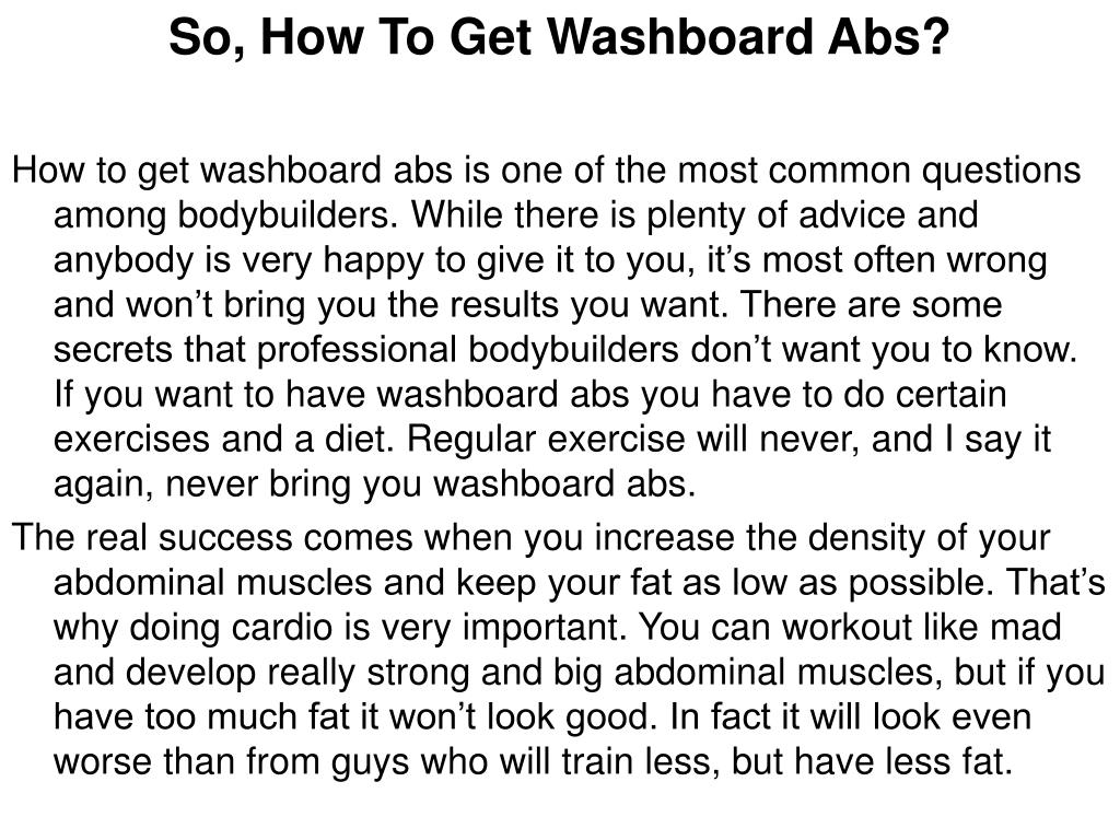 PPT How To Get Washboard Abs PowerPoint Presentation, free download