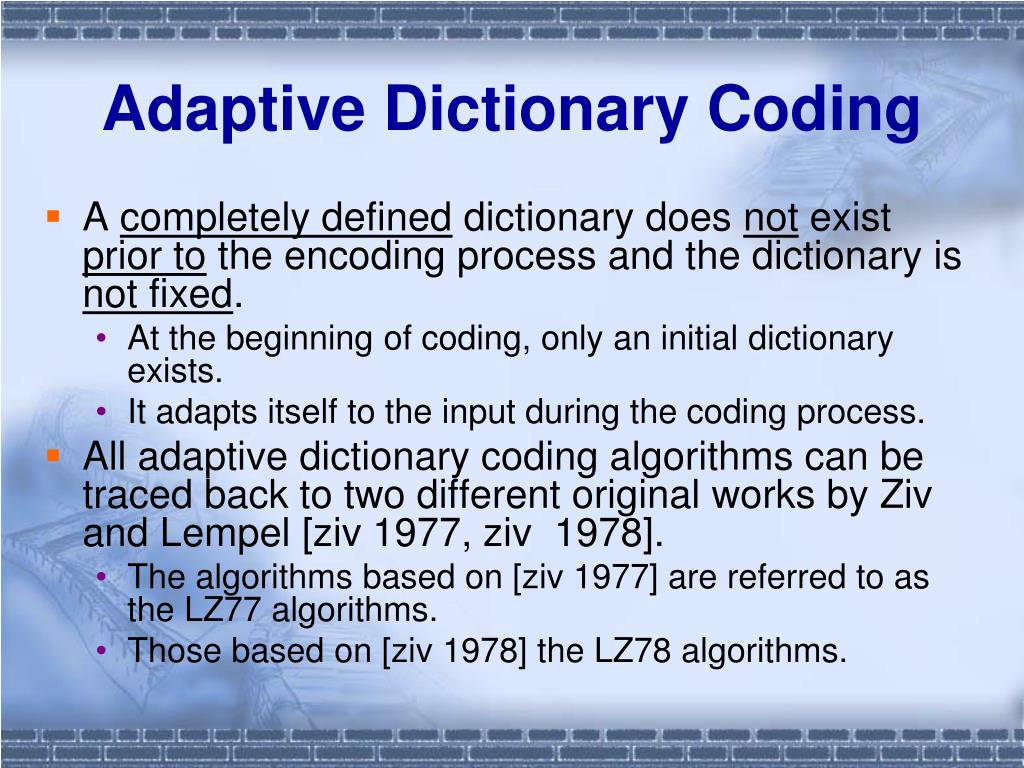 PPT Chapter 5 DICTIONARY CODING PowerPoint Presentation, free