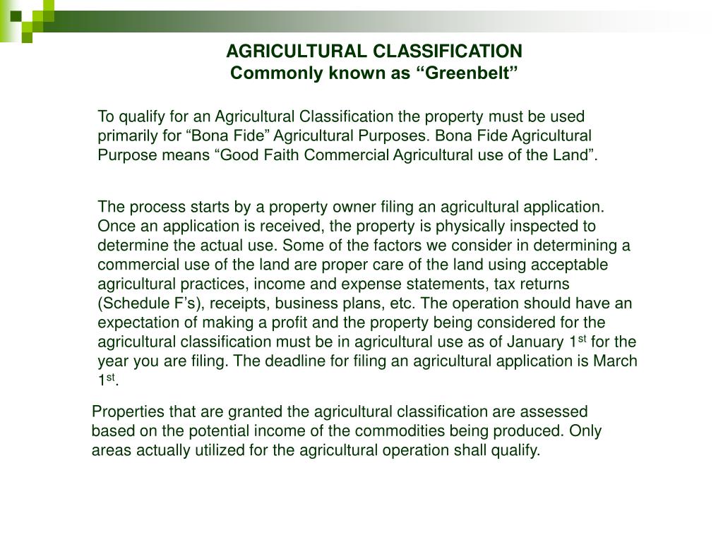 PPT Florida AGRICULTURAL CLASSIFICATION “Greenbelt” PowerPoint Presentation ID1174675