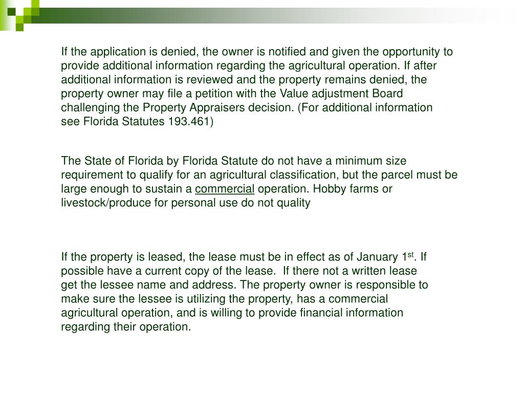 PPT Florida AGRICULTURAL CLASSIFICATION “Greenbelt” PowerPoint Presentation ID1174675