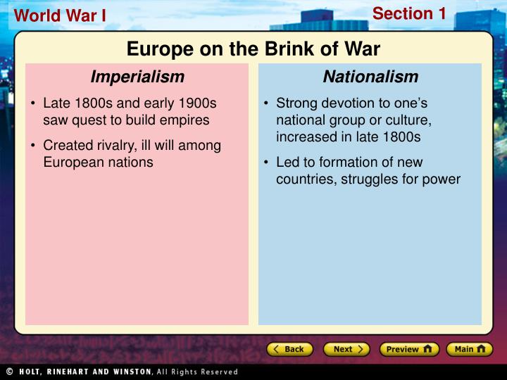 PPT Reading Focus Why was Europe on the brink of war in 1914? Why did