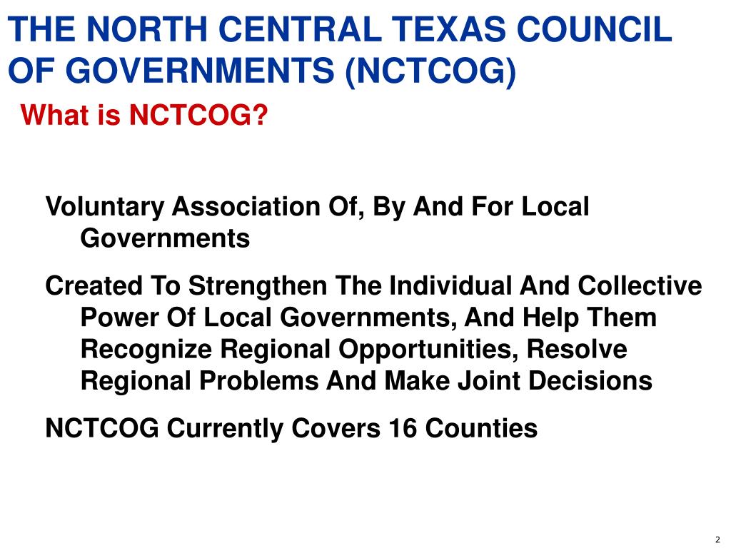 PPT THE NORTH CENTRAL TEXAS COUNCIL OF GOVERNMENTS AND THE DALLAS