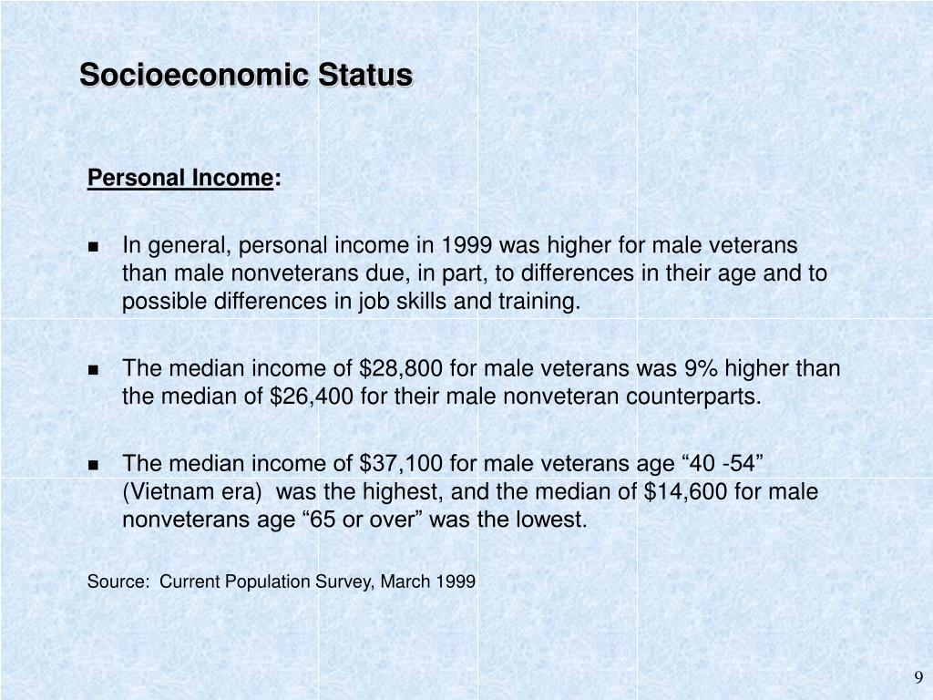 PPT Data on the Socioeconomic Status of Veterans and on VA Program