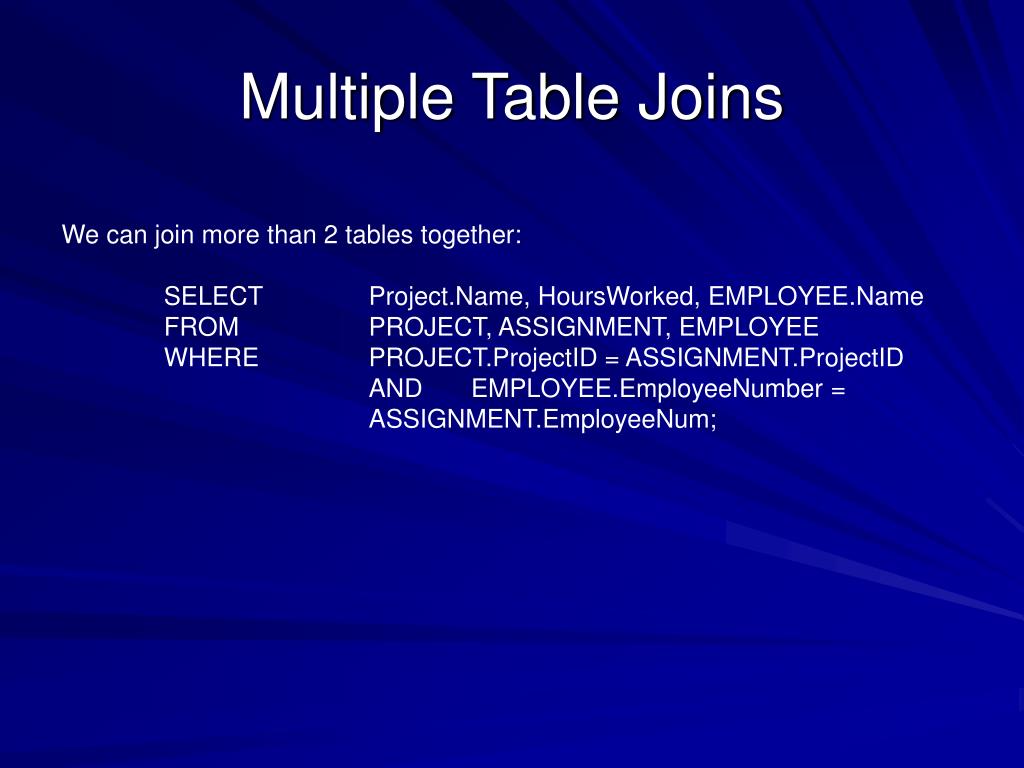 PPT SQL Part 2 Multiple Tables PowerPoint Presentation, free