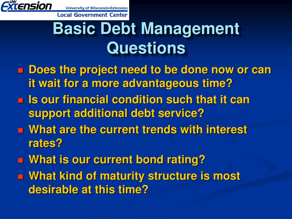 PPT Financial Management Series Number 5 DEBT MANAGEMENT Alan Probst