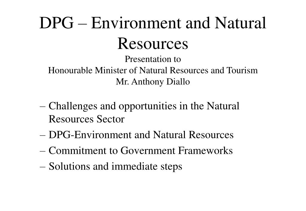 PPT DPG Environment and Natural Resources Presentation to