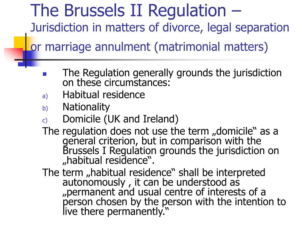 PPT The Brussels II Regulation The jurisdiction of courts PowerPoint