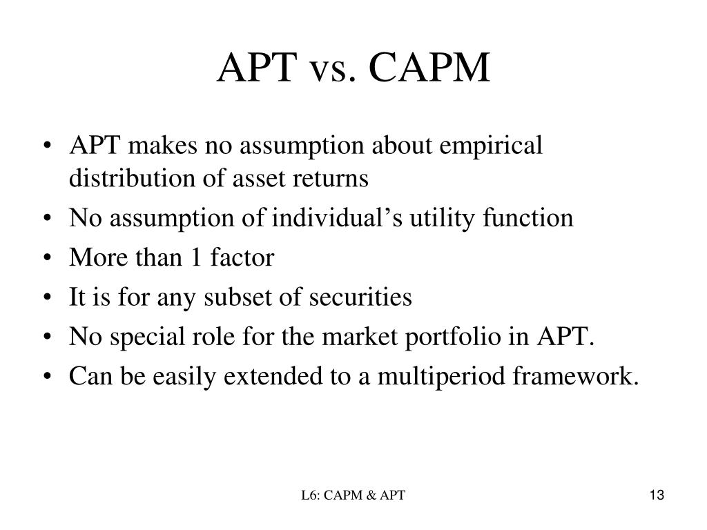 PPT Lecture 6 CAPM & APT PowerPoint Presentation, free download ID