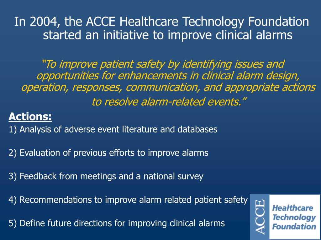 PPT Impact Of Clinical Alarms On Patient Safety American College of
