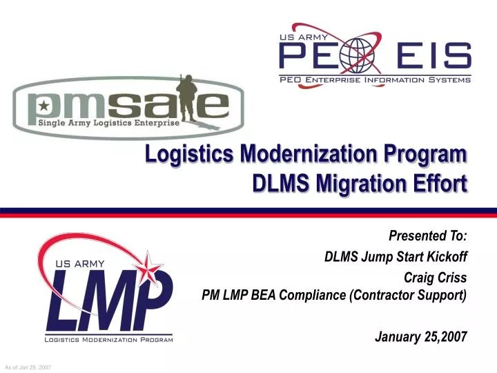 PPT Logistics Modernization Program DLMS Migration Effort PowerPoint