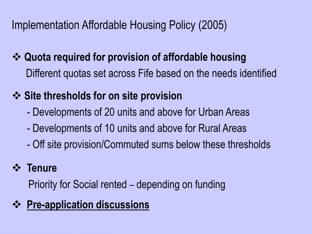 PPT Fife Council Affordable Housing Policy PowerPoint Presentation