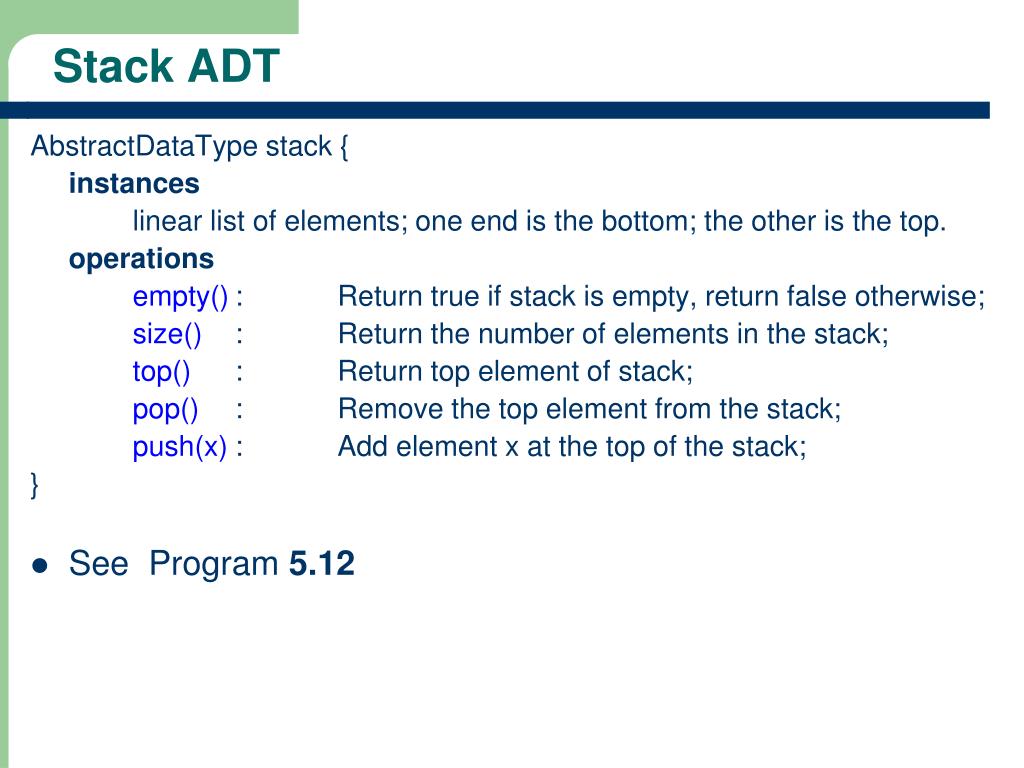 PPT The Stack ADT PowerPoint Presentation, free download ID1212410
