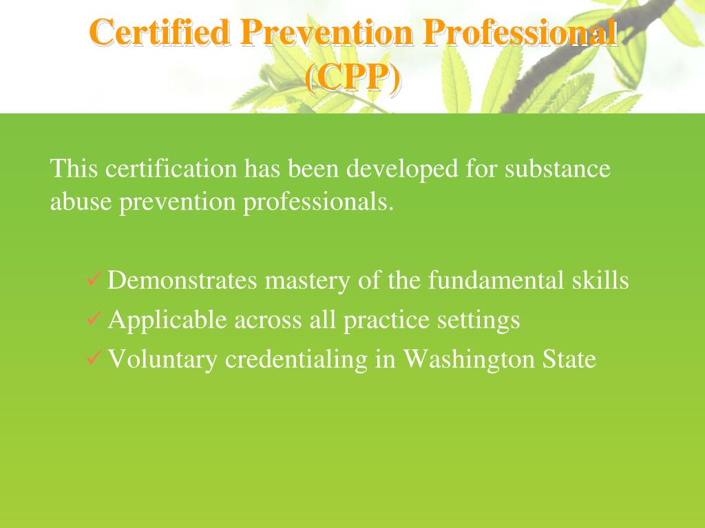 PPT The Prevention Specialist Certification Board of Washington