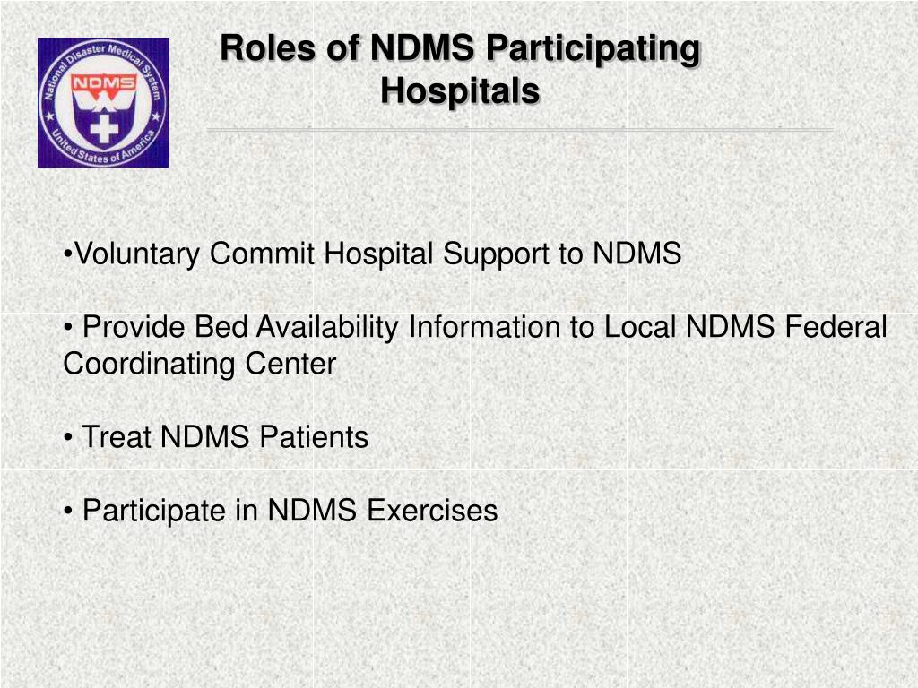 PPT National Disaster Medical System (NDMS ) Hospital Bed