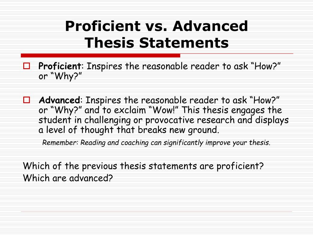 Thesis Statements University of North Carolina at Chapel Hill