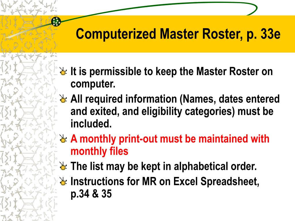 PPT Master Roster PowerPoint Presentation, free download ID1236021