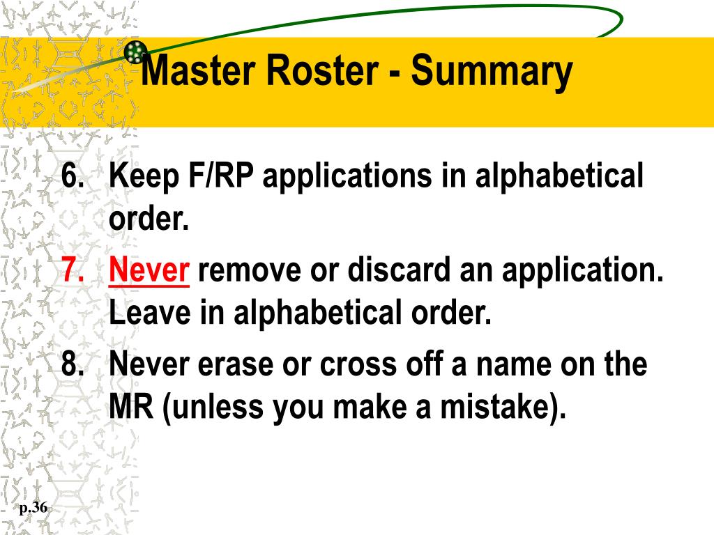 PPT Master Roster PowerPoint Presentation, free download ID1236021