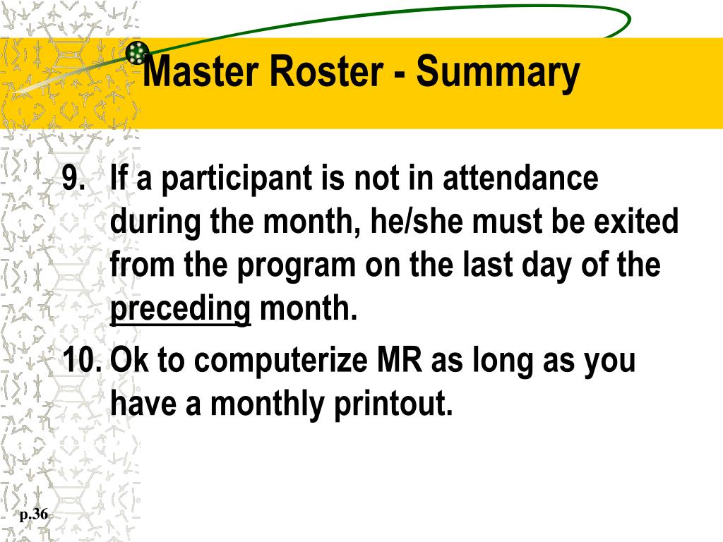 PPT Master Roster PowerPoint Presentation, free download ID1236021