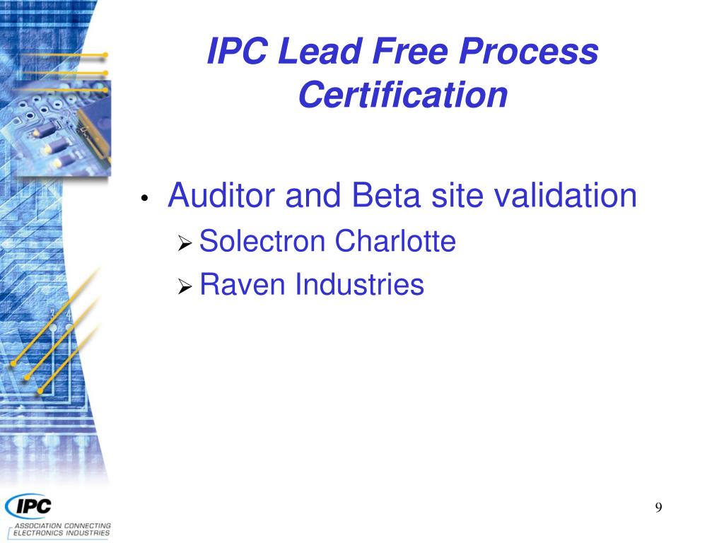 PPT Certification For RoHS Lead Free Electronics Assembly Process Capability Program John
