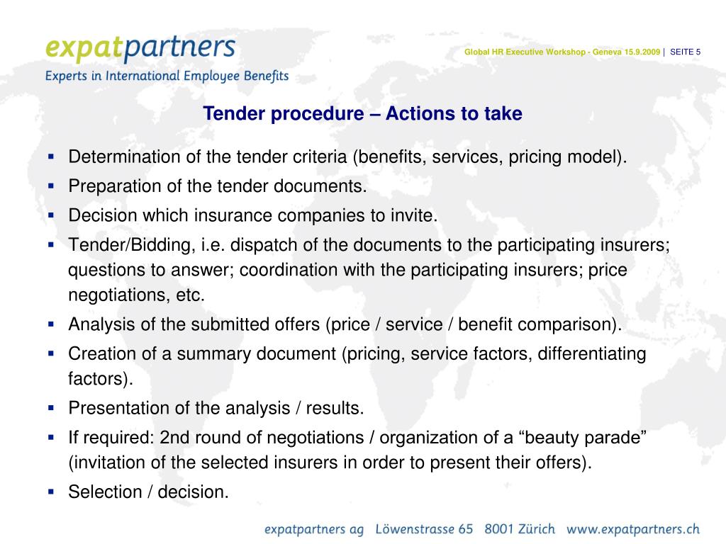 PPT International Medical Insurance Tender on the basis of a concrete