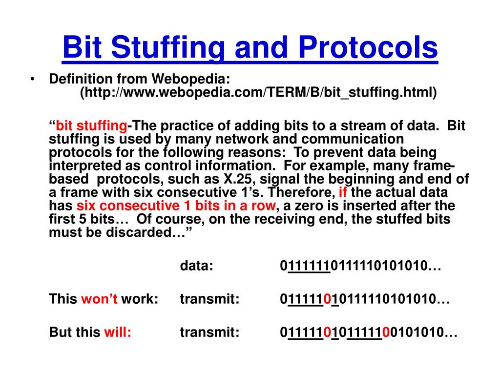 PPT AN IFORMATION THEORETIC APPROACH TO BIT STUFFING FOR NETWORK
