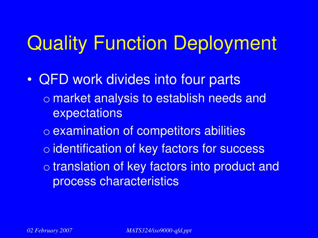 PPT ISO 9000 series QFD Quality Function Deployment PowerPoint