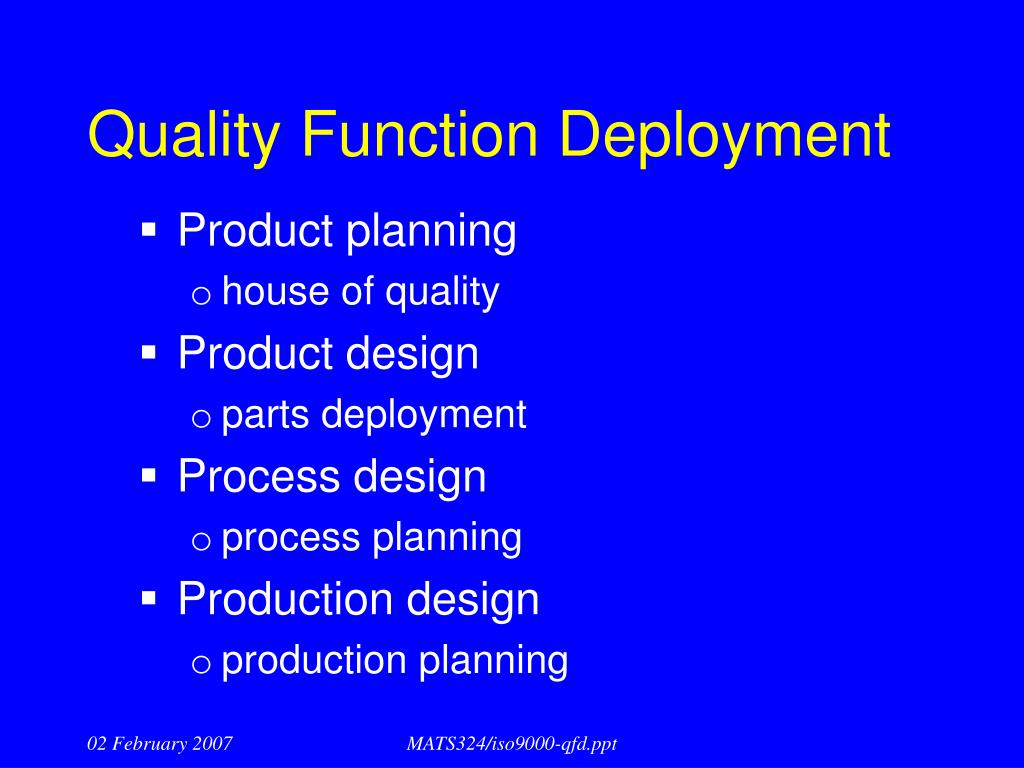 PPT ISO 9000 series QFD Quality Function Deployment PowerPoint