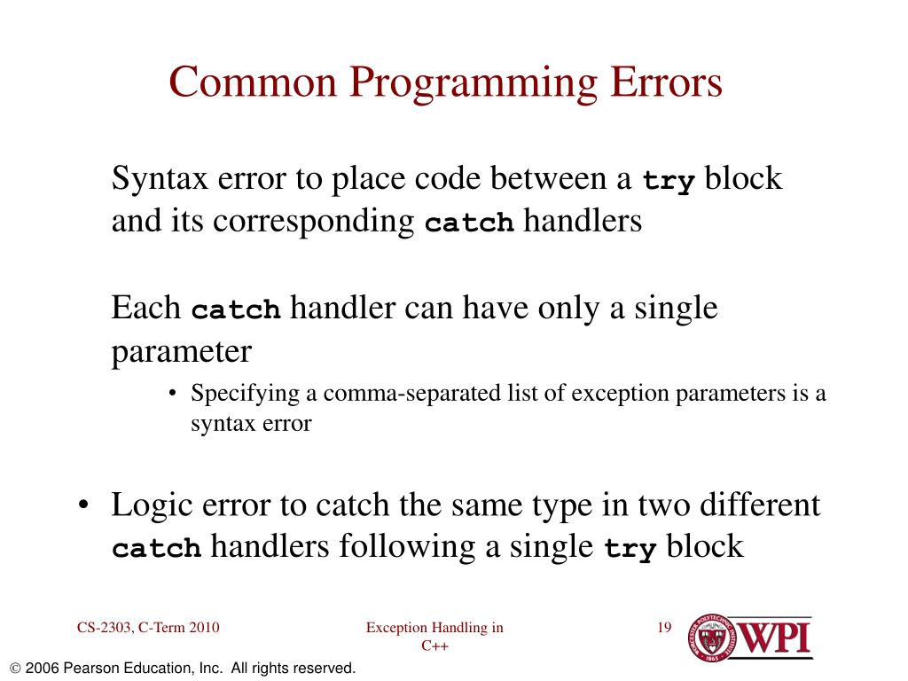 PPT Exception Handling in C++ PowerPoint Presentation, free download