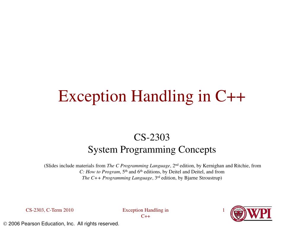 PPT Exception Handling in C++ PowerPoint Presentation, free download