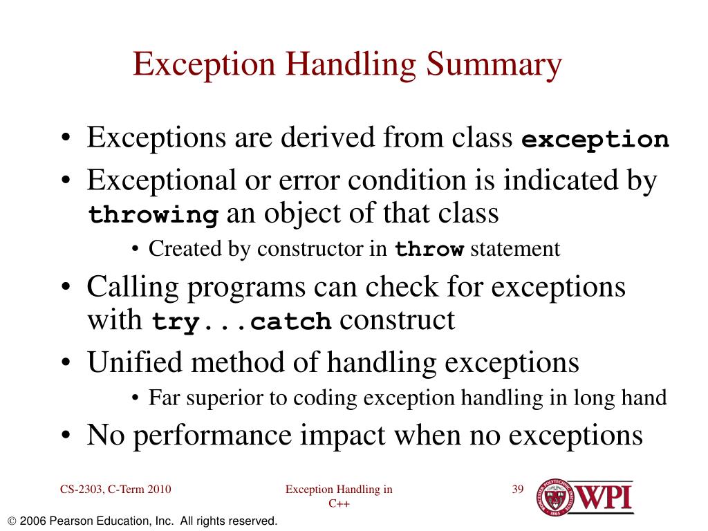 PPT Exception Handling in C++ PowerPoint Presentation, free download