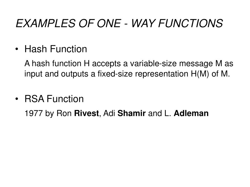 PPT ONE WAY FUNCTIONS PowerPoint Presentation, free download ID1273840