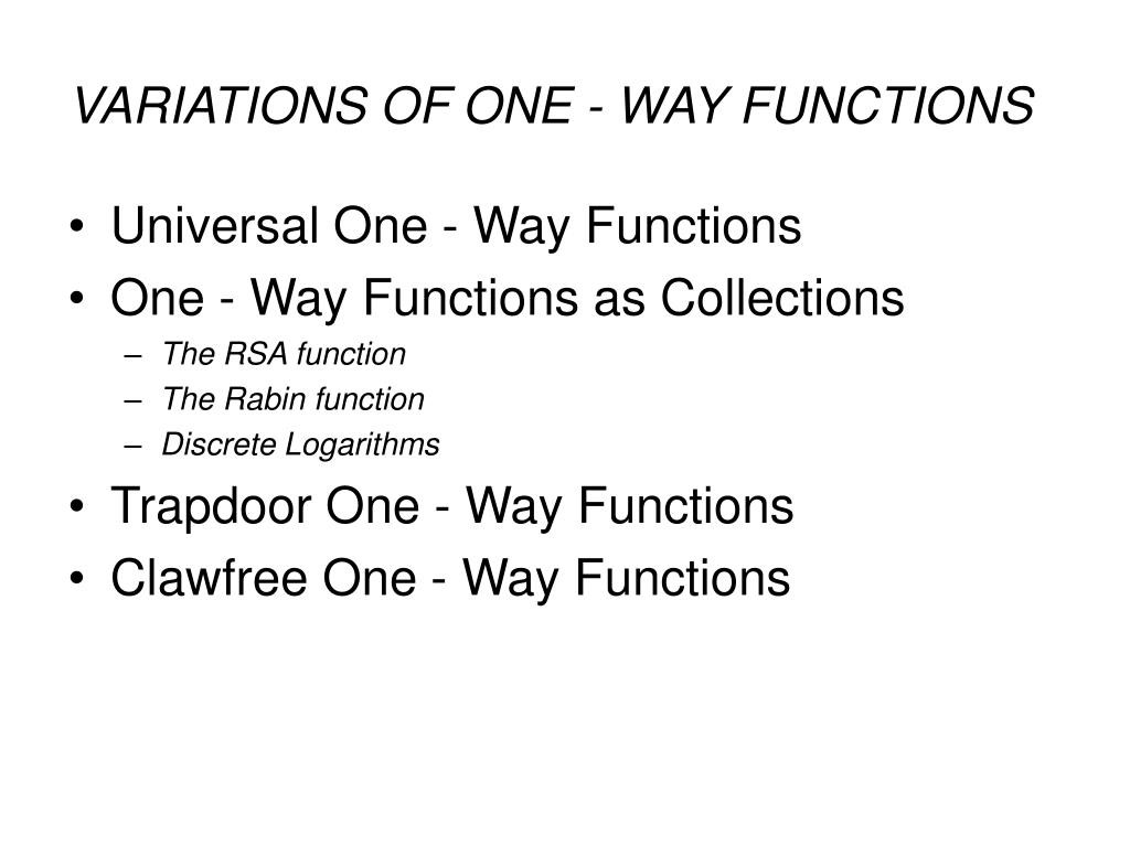 PPT ONE WAY FUNCTIONS PowerPoint Presentation, free download ID1273840