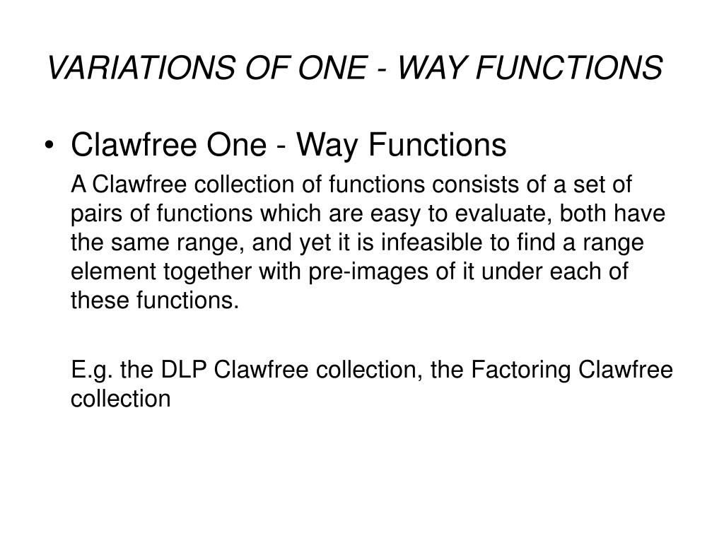 PPT ONE WAY FUNCTIONS PowerPoint Presentation, free download ID1273840