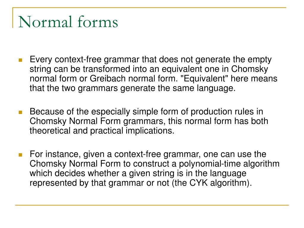 PPT Normal forms for ContextFree Grammars PowerPoint Presentation