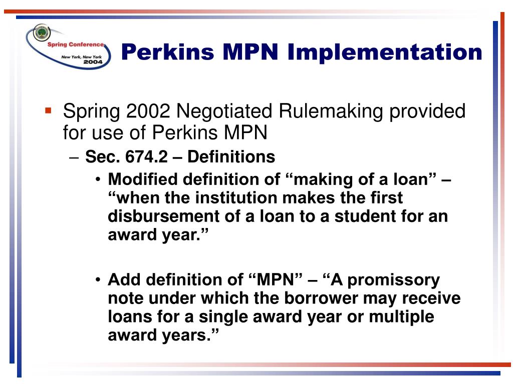 PPT Implementation of the Federal Perkins Loan Program Master