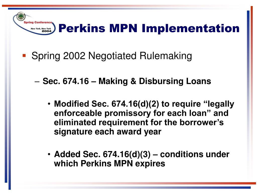 PPT Implementation of the Federal Perkins Loan Program Master
