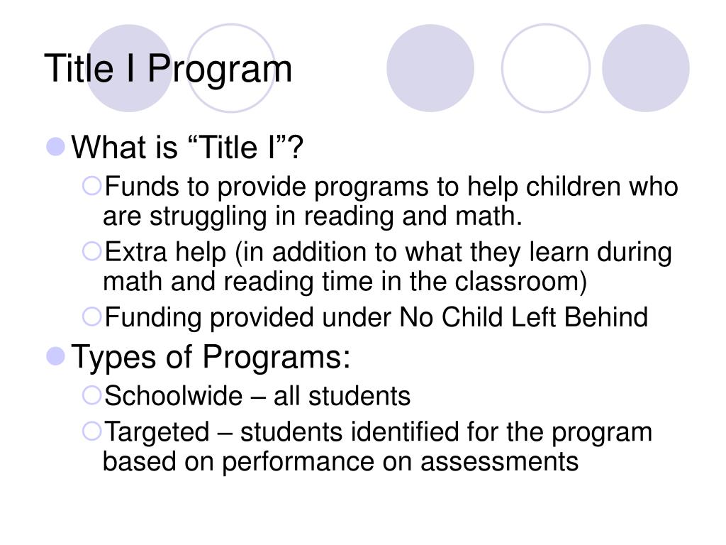 PPT Overview of the Title I Program at [school name] PowerPoint