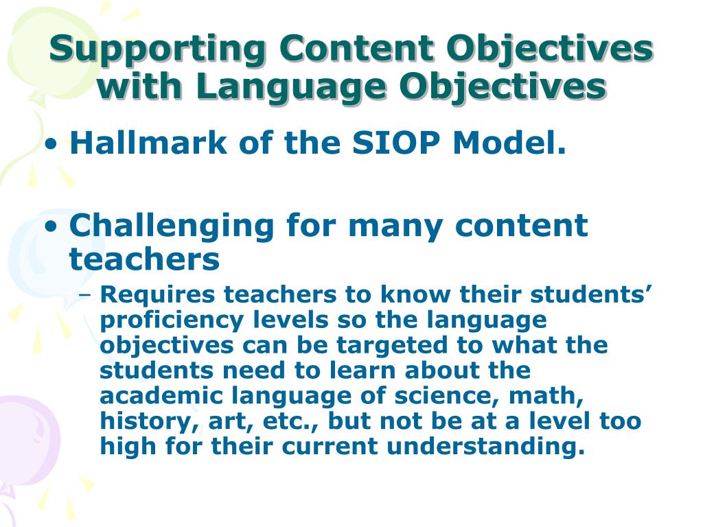 PPT Writing Language and Content Objectives PowerPoint Presentation