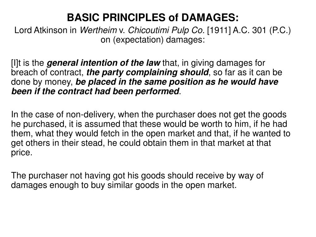 PPT REMEDIES FOR BREACH OF CONTRACT DAMAGES SPECIFIC PERFORMANCE