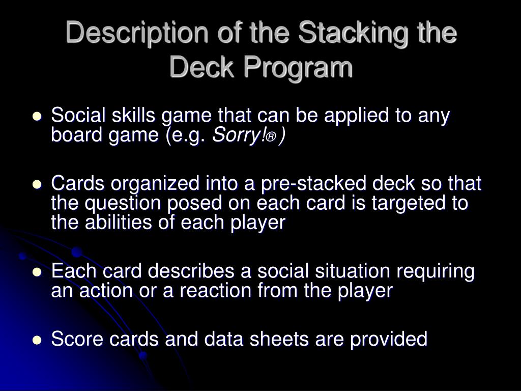 PPT Social Skills Training Stacking the Deck Game (Foxx & McMorrow