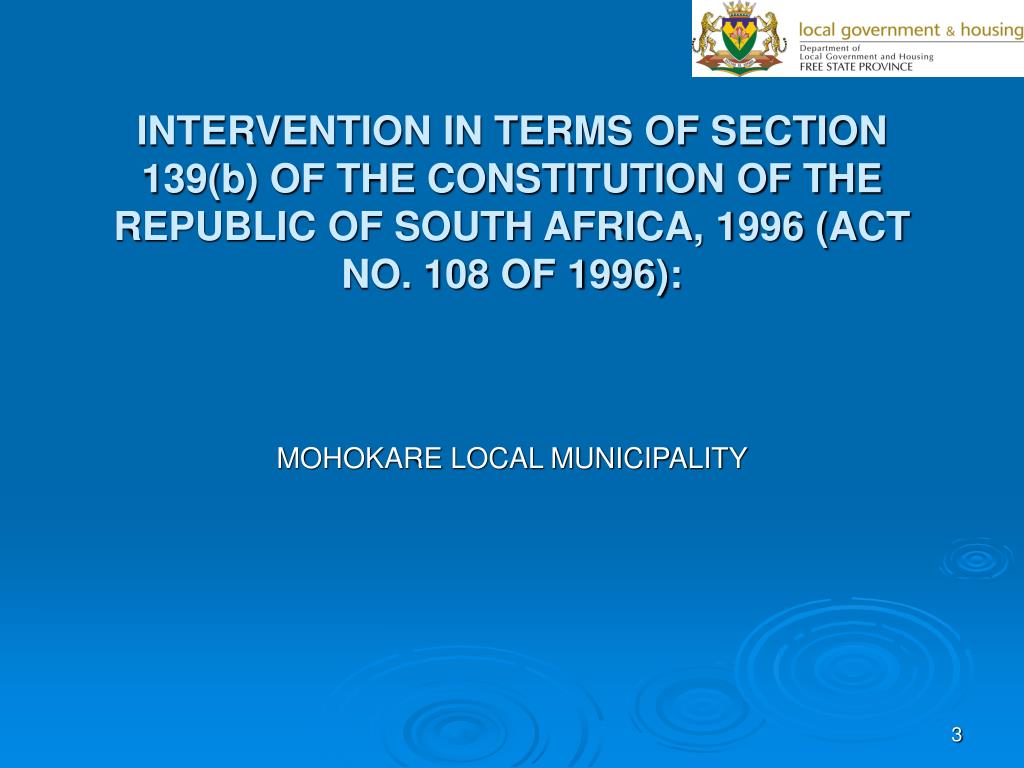 PPT INTERVENTION IN TERMS OF SECTION 139(b) OF THE CONSTITUTION OF